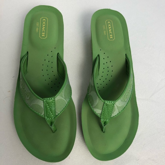 Coach Shoes - Coach signature canvas cushion wedge sandals